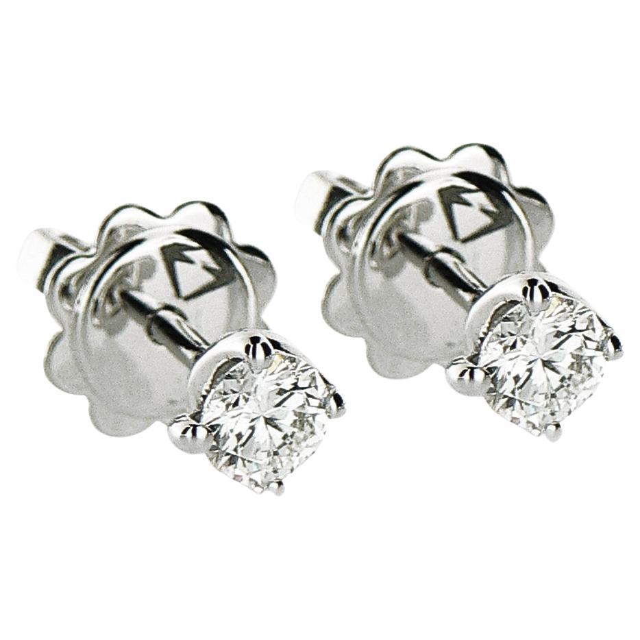 HRD Certified 0.48 Carat Flower Diamonds Set in 18Kt White Gold Stud Earrings