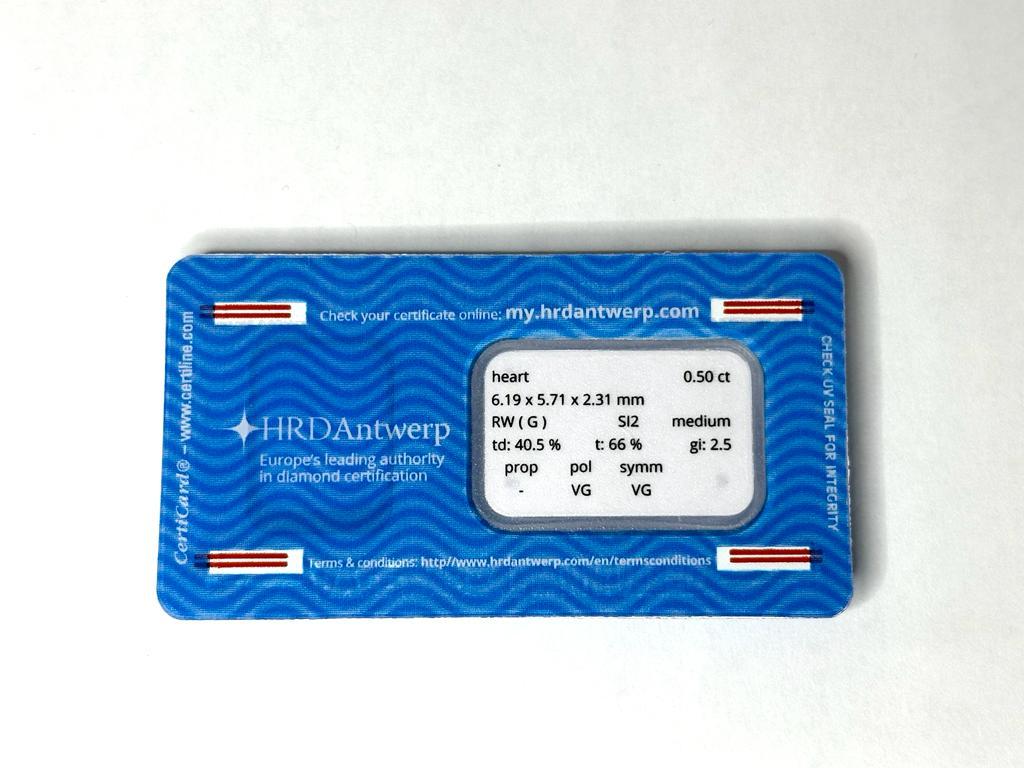 HRD-zertifizierter 0,50 Karat Herzschliff-Diamant zum Valentinstag (Moderne) im Angebot