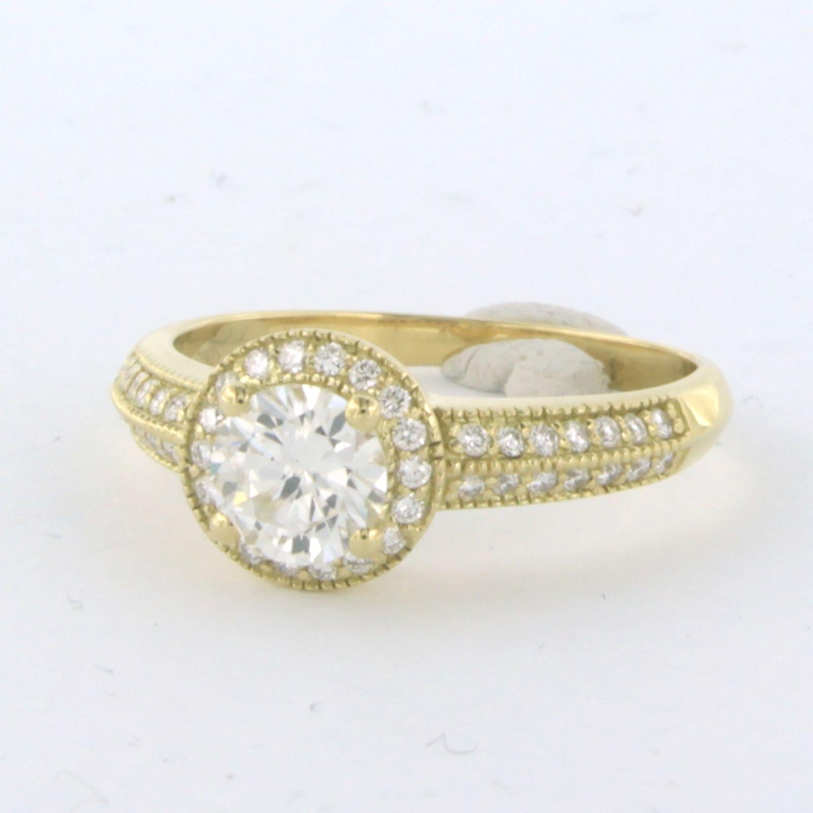 Taglio brillante Certificato HRD  Anello con diamante taglio brillante da 0,79 carati in oro giallo 18 carati in vendita