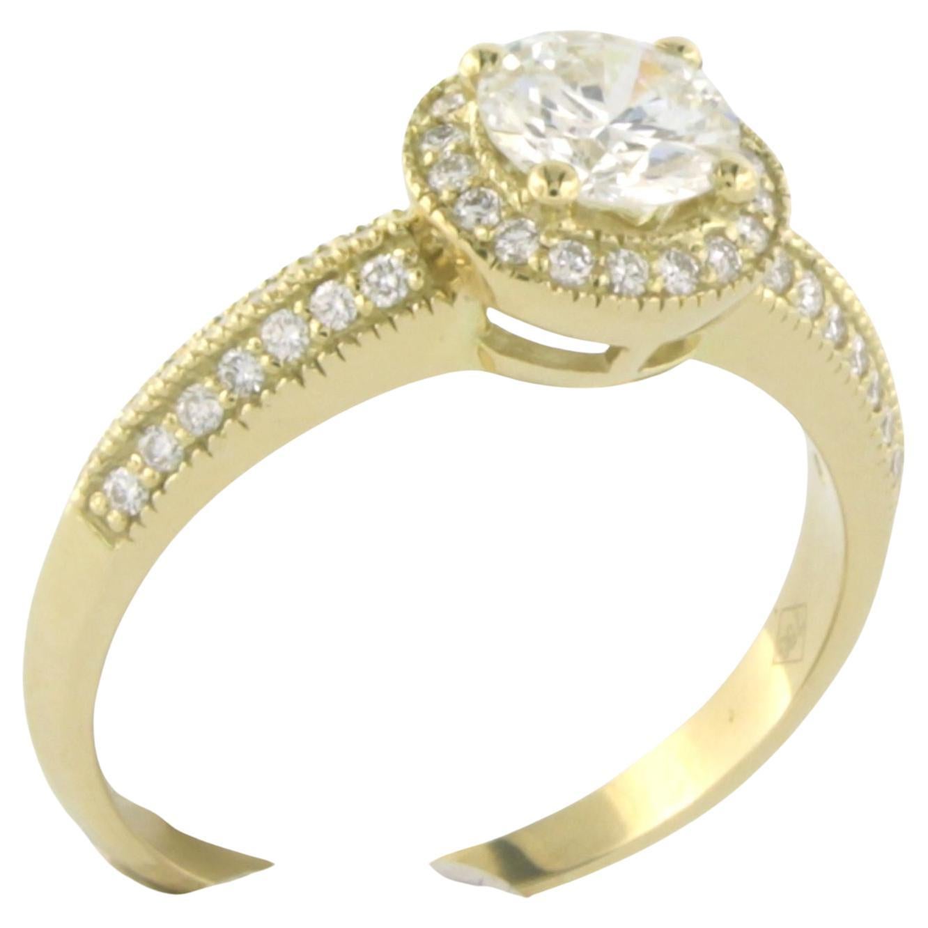 HRD Certified  0.79 Carat brilliant cut diamond Ring 18kt yellow gold