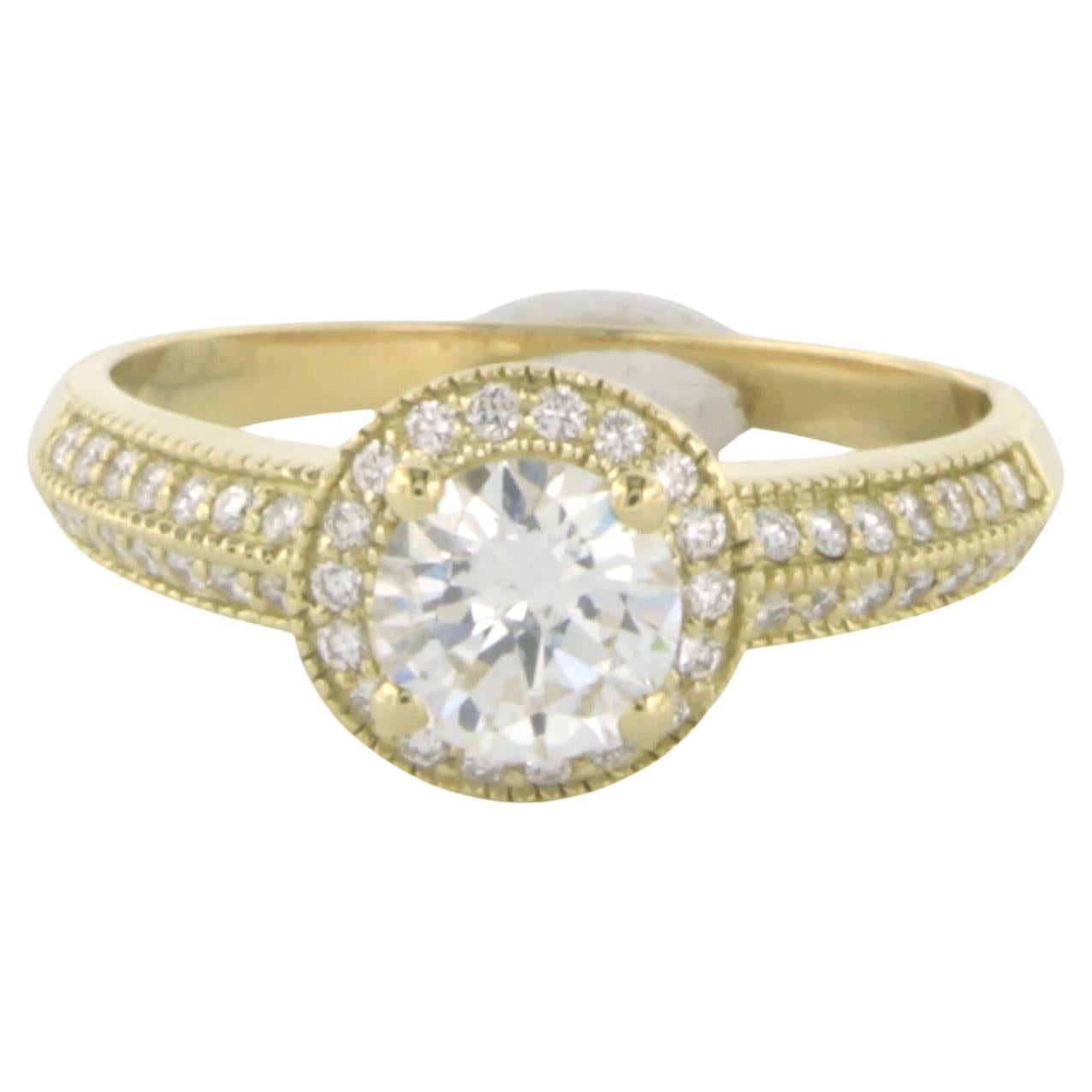 Certifié DRH  Bague en or jaune 18 carats avec diamants de 0,79 carat