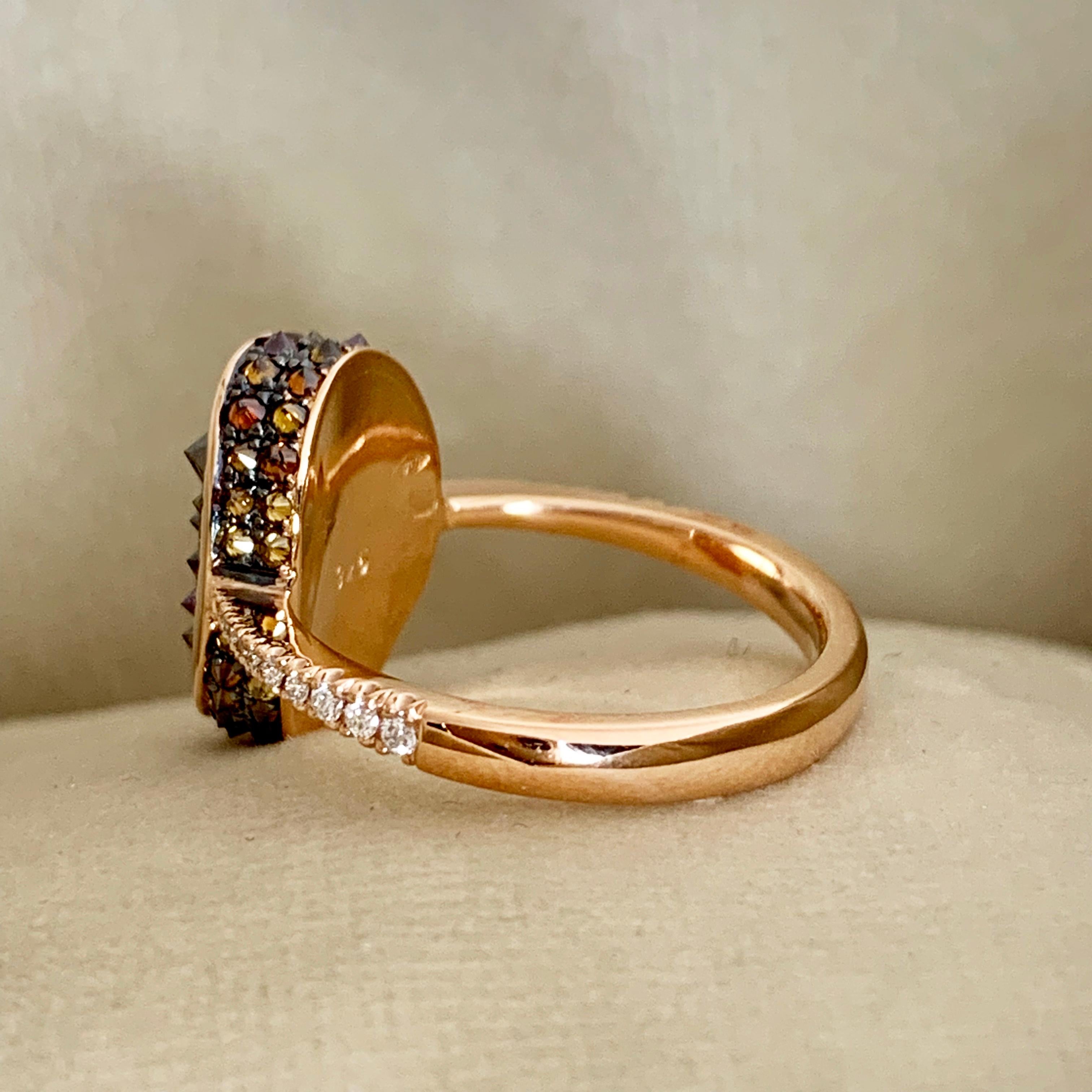 Women's HRD Certified 0.82 Carat Fancy Intense Orange Diamond Pave Cocktail Ring