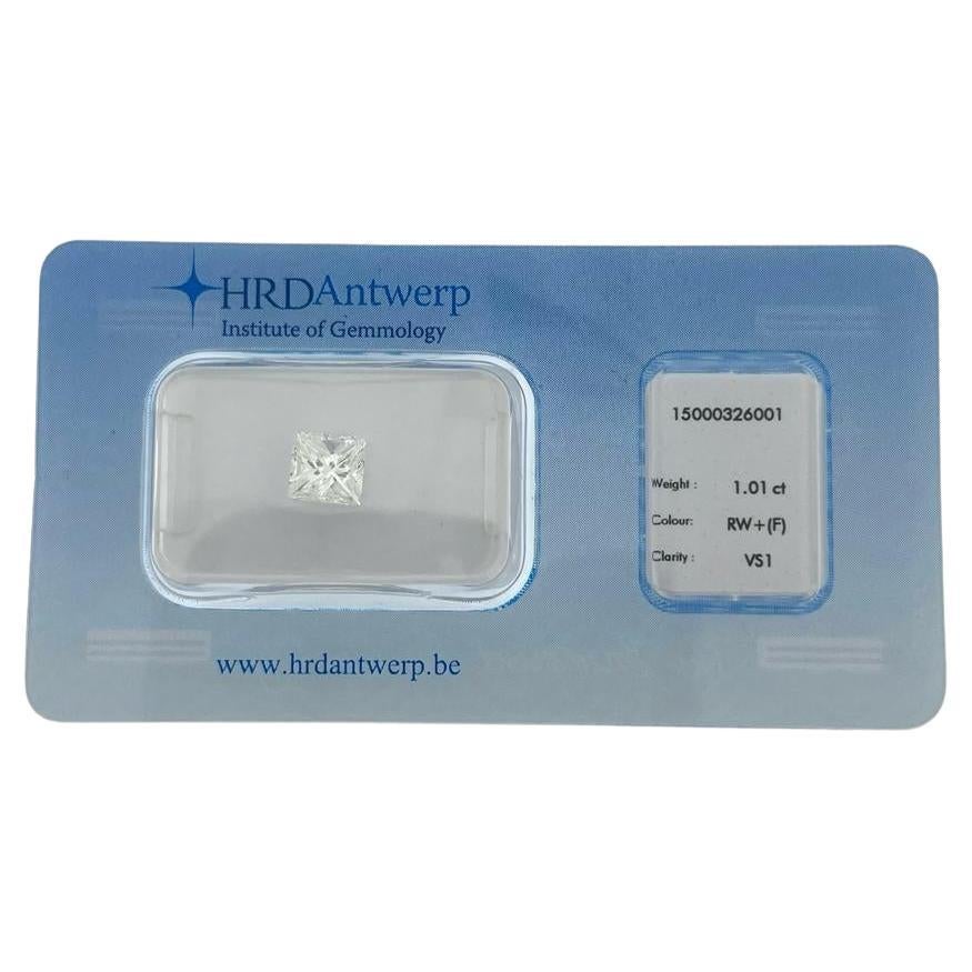 HRD Certified 1.01ct Princess-Cut Natural Diamond  For Sale