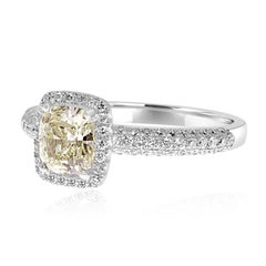 HRD Certified 1.02 Carat Cushion Cut Diamond Pave Halo Engagement Ring