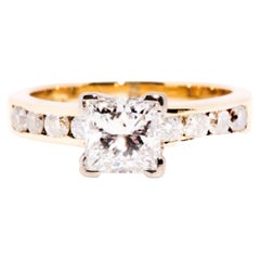 HRD Certified 1.03 Carat Princess Cut Diamond 18 Carat Gold Engagement Ring