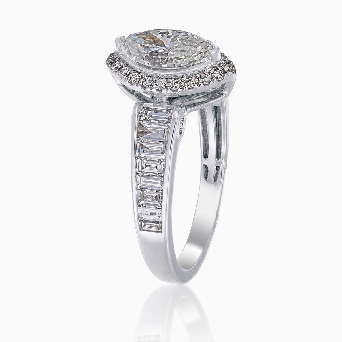 HRD-zertifizierter 1,09 Karat IF Klarheit Diamant im Marquise-Schliff in 18 Karat Weißgold (Marquiseschliff) im Angebot