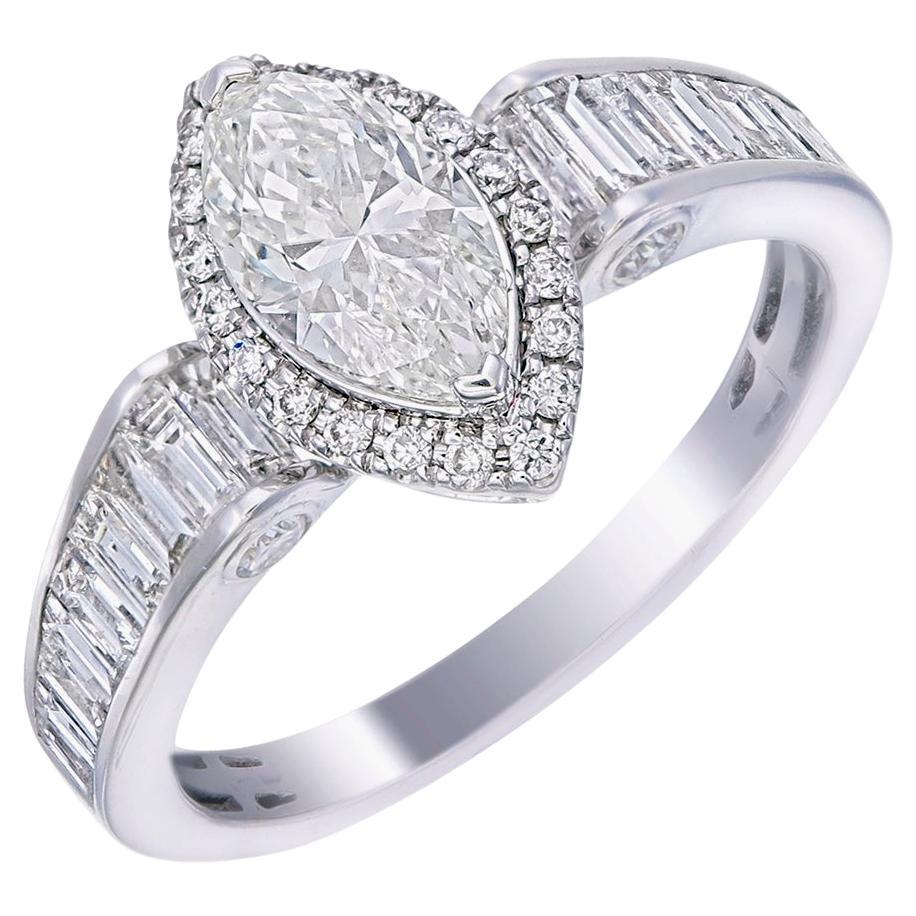 HRD-zertifizierter 1,09 Karat IF Klarheit Diamant im Marquise-Schliff in 18 Karat Weißgold im Angebot