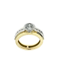 Bague en or jaune et blanc certifiée HRD avec diamant de 1.40 carats