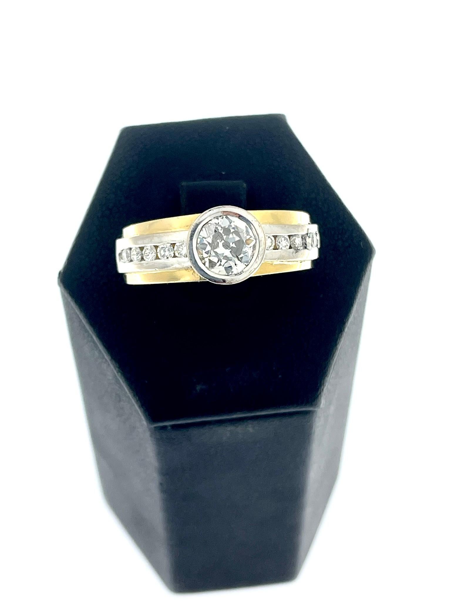 HRD Certified 1.40ct Diamond Ring Yellow and White Gold In Fair Condition For Sale In Esch-Sur-Alzette, LU