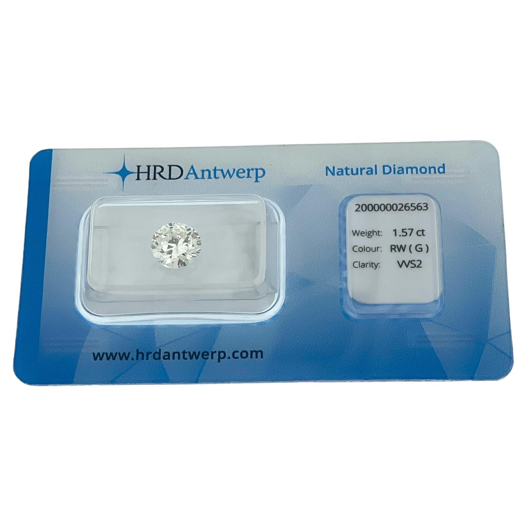 HRD-zertifizierter 1,57 Karat Diamant im Brillantschliff im Angebot