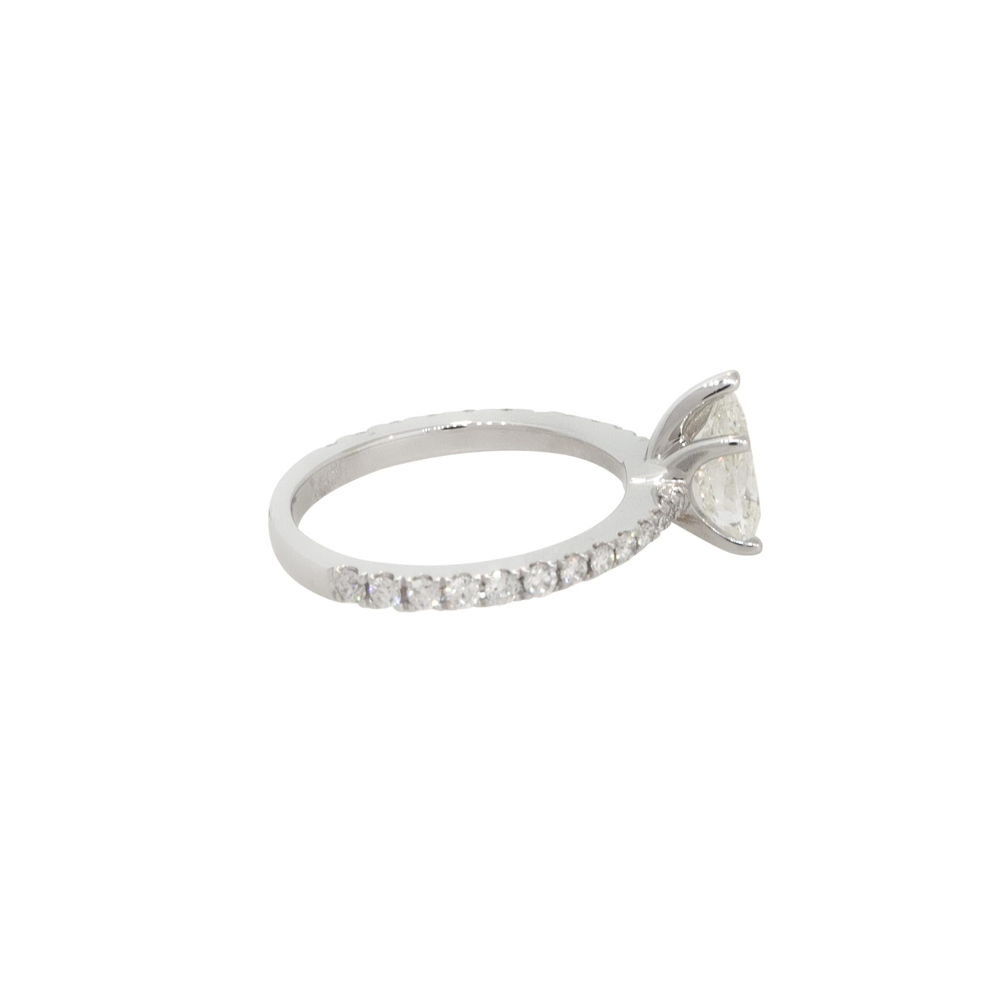 Women's HRD Certified 1.71 Carat Pear Shaped Diamond Engagement Ring 18 Karat In Stock For Sale