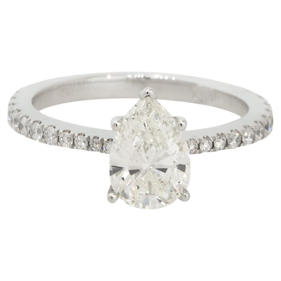 HRD Certified 1.71 Carat Pear Shaped Diamond Engagement Ring 18 Karat In Stock