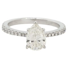 Used HRD Certified 1.71 Carat Pear Shaped Diamond Engagement Ring 18 Karat In Stock