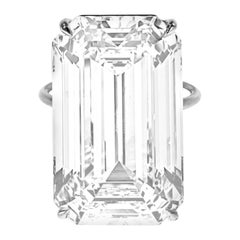 HRD Certified 20 Carat Emerald Cut Diamond Platinum Ring