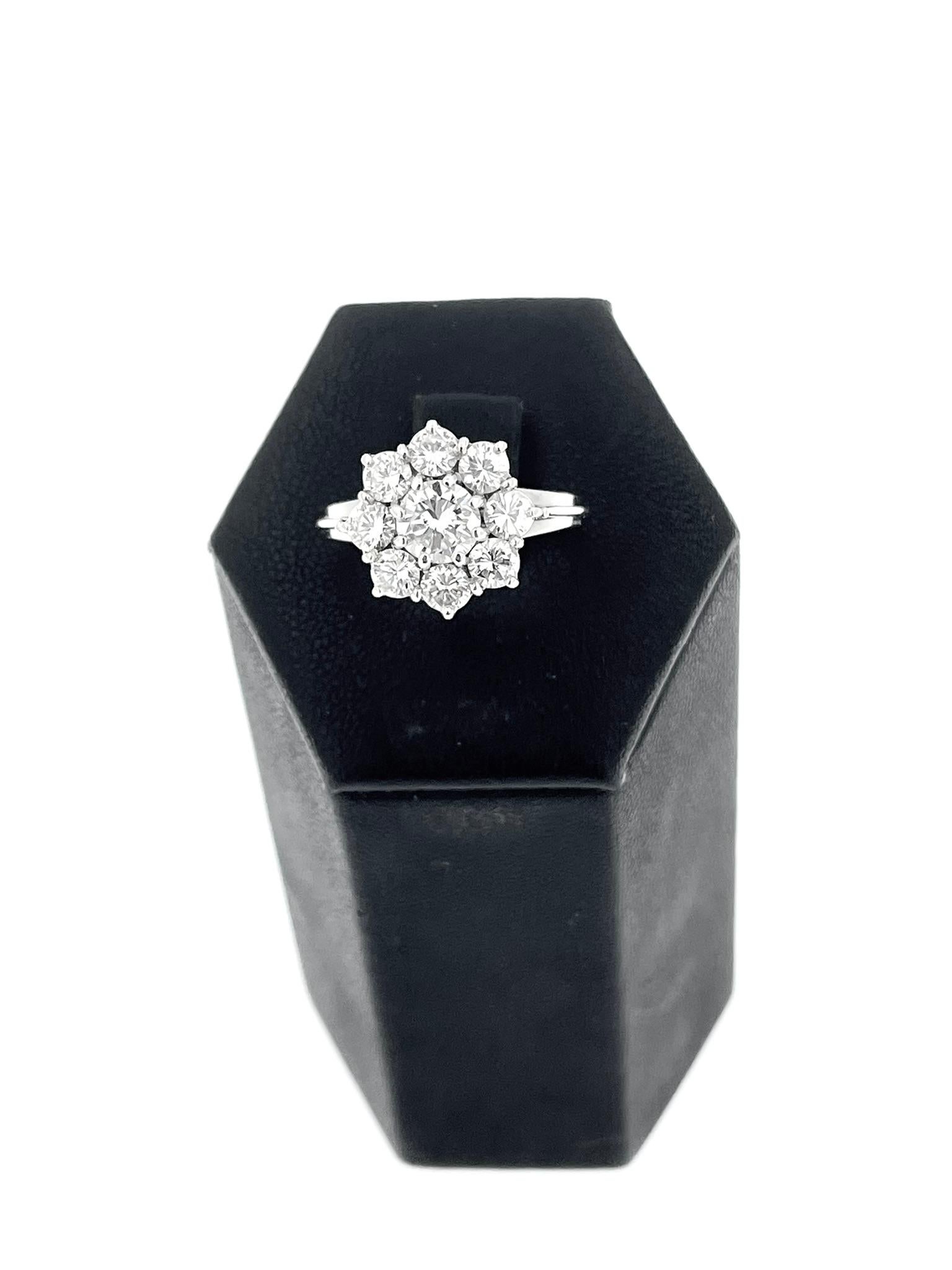HRD Certificado 2.00ct Diamante Retro Anillo Platino Diseño Flor en Bueno estado para la venta en Esch sur Alzette, Esch-sur-Alzette