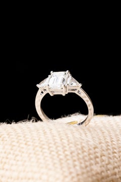 HRD Certified 2.13 Carat Emerald Diamond Ring