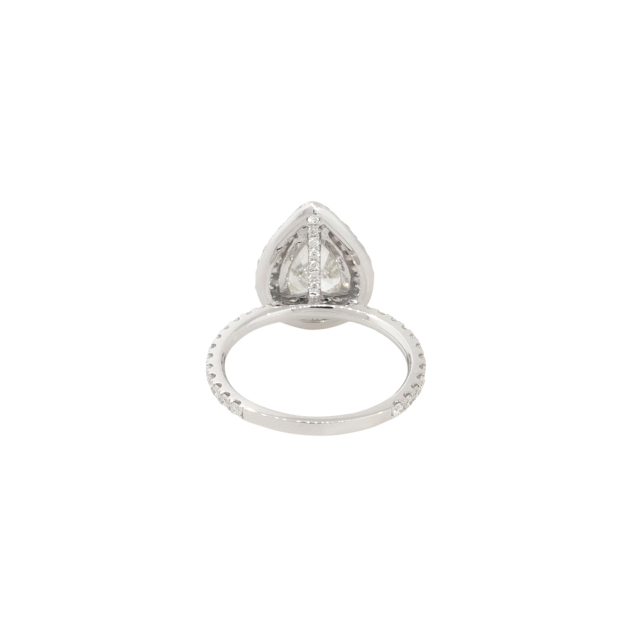 Women's HRD Certified 2.88 Carat Pear Shaped Diamond Engagement Ring 18 Karat in Stock