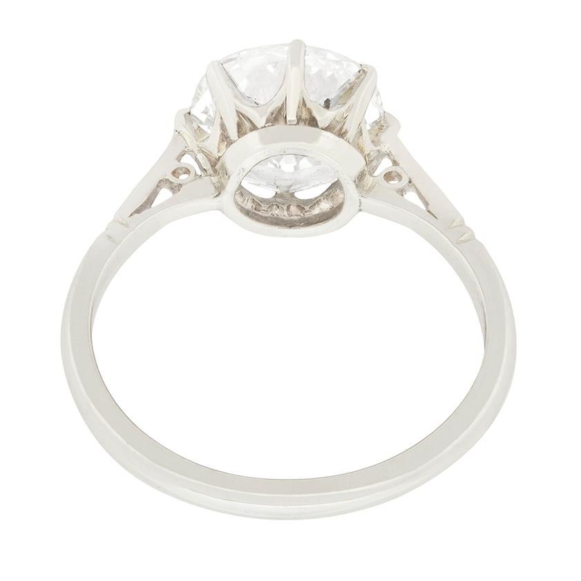 Old European Cut HRD Certified 3.03 Carat Diamond Solitaire Ring, circa 1920s