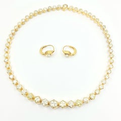 HRD Certified 31.12 Ct. Diamond Collier and Earrings Hexagon Cut "Firerose Cut"