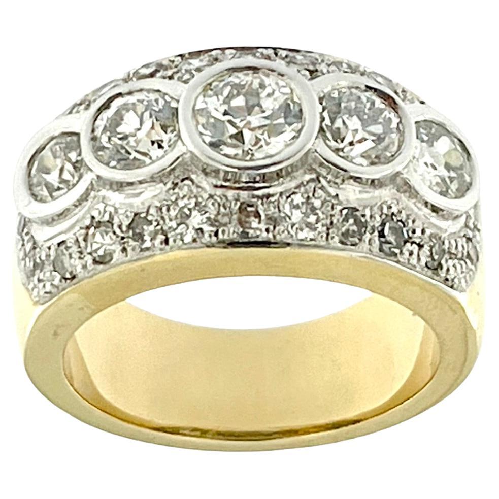 HRD Certified 3.25ct Diamond Ring Yellow and White Gold For Sale