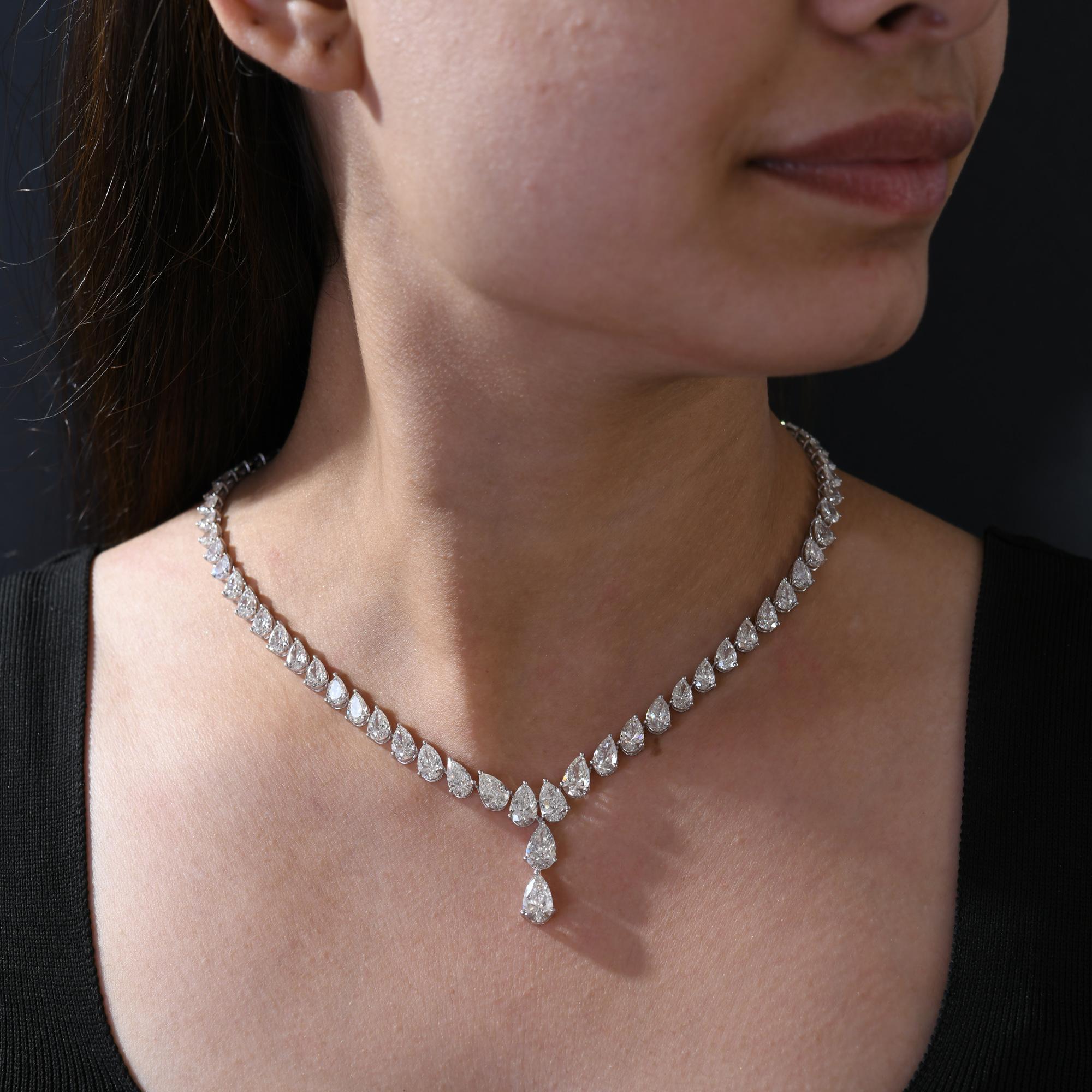 Collana di diamanti a pera certificati HRD da 33,4 carati SI/H Gioielli in oro bianco 18 carati In condizioni Nuovo in vendita a Diera, Dubai