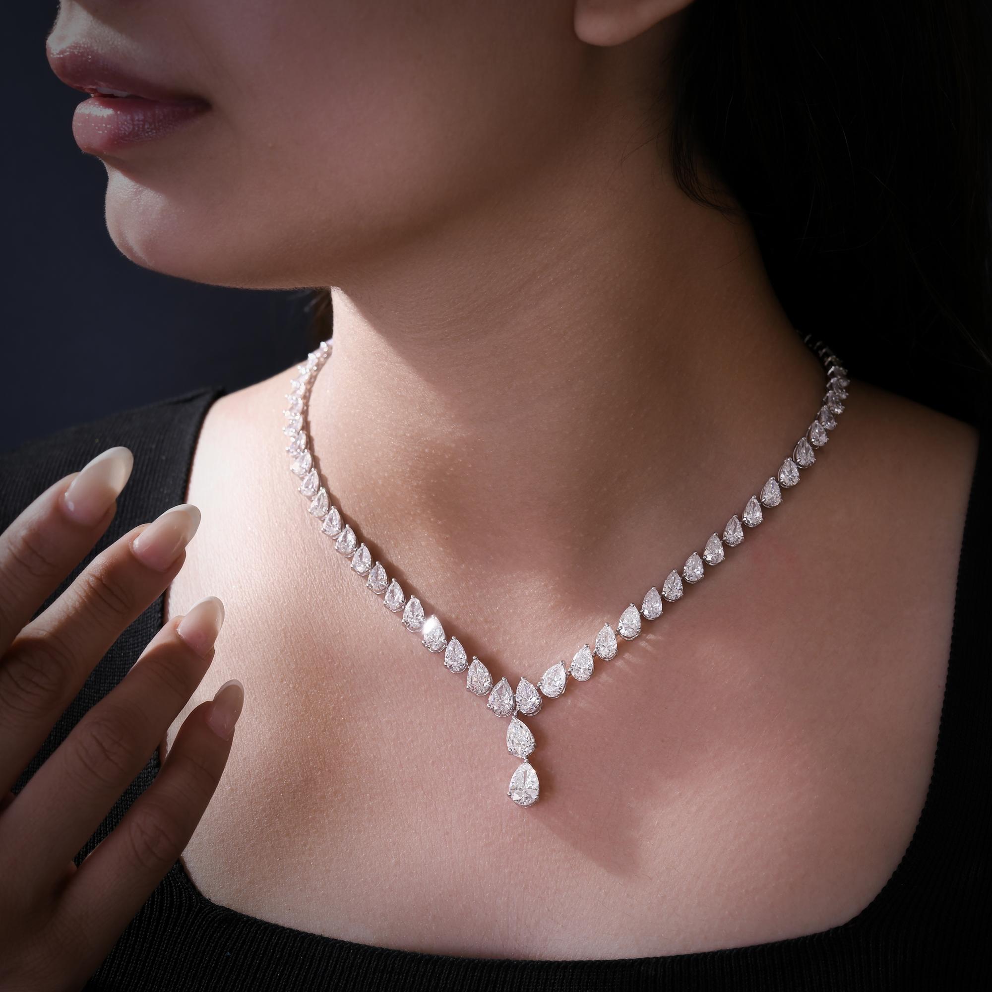 Donna Collana di diamanti a pera certificati HRD da 33,4 carati SI/H Gioielli in oro bianco 18 carati in vendita