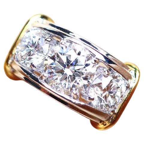 Diamants de forme ronde certifiés HRD 4,00 carats Or 18K  Bague à trois pierres