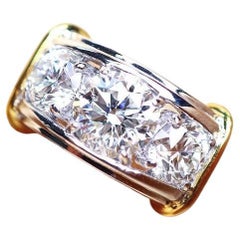 Diamants de forme ronde certifiés HRD 4,00 carats Or 18K  Bague à trois pierres
