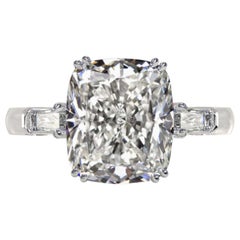 HRD Certified 3.60 Carat Cushion Cut Diamond Cocktail Ring