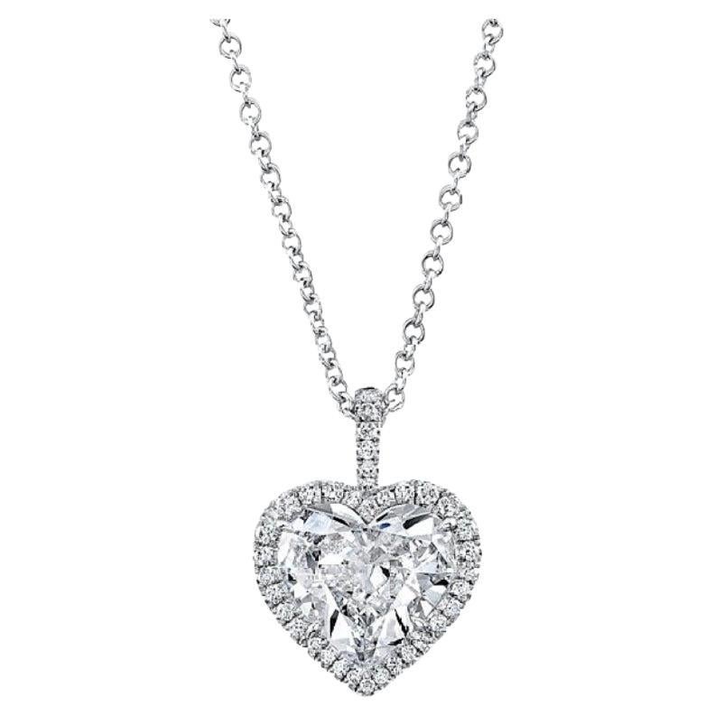 HRD Certified 5.00 Carat Heart Shape Diamond 18k Gold Pendant