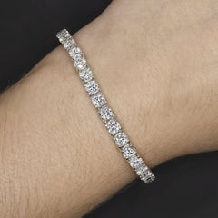HRD Certified 7 Carat Tennis Round Cut Tennis Bracelet G-H Color VVS-VS