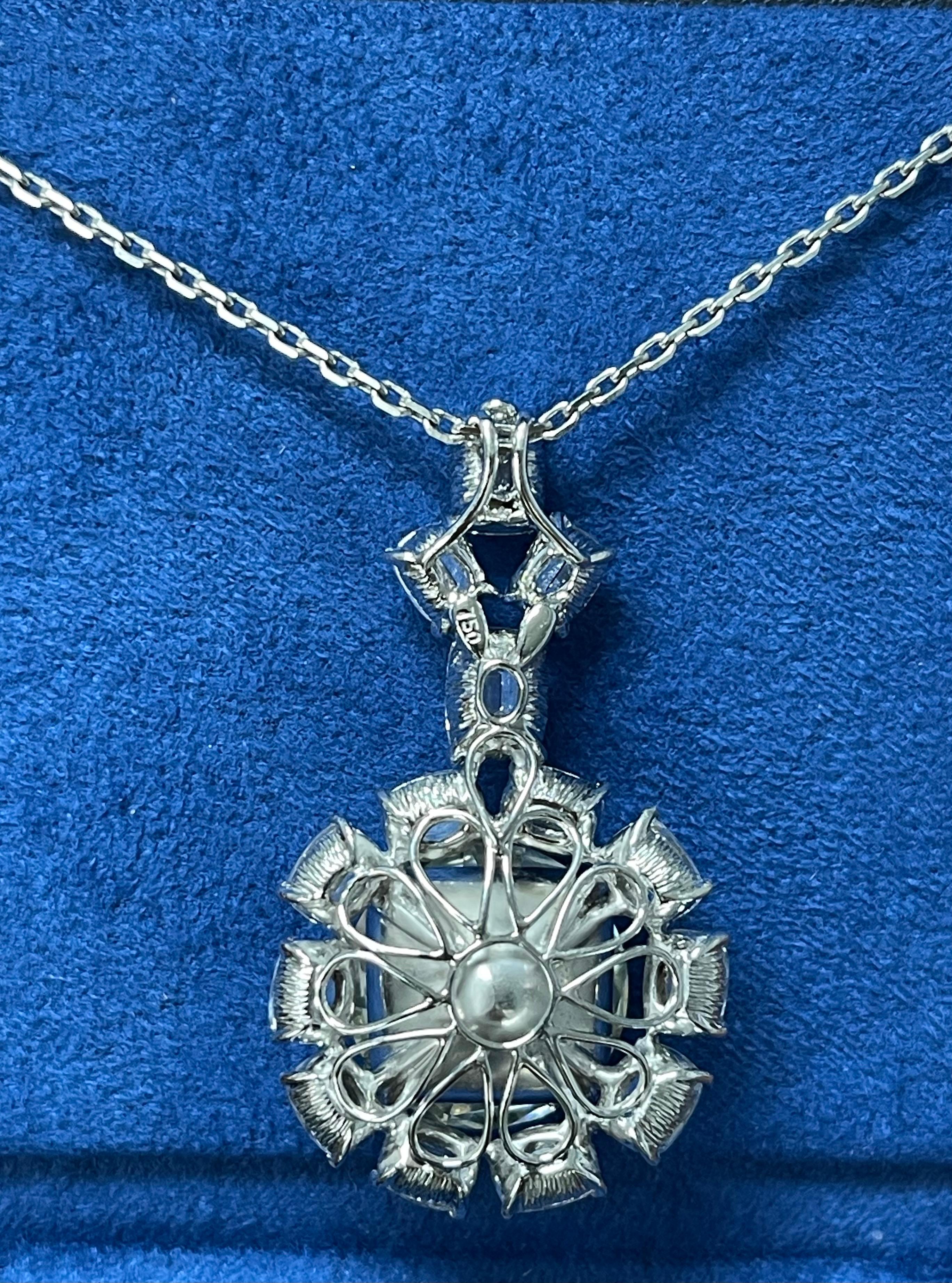 De las mujeres Collar de diamantes talla mina antigua de 9,56 quilates certificado por la HRD en oro blanco de 18 quilates. en venta