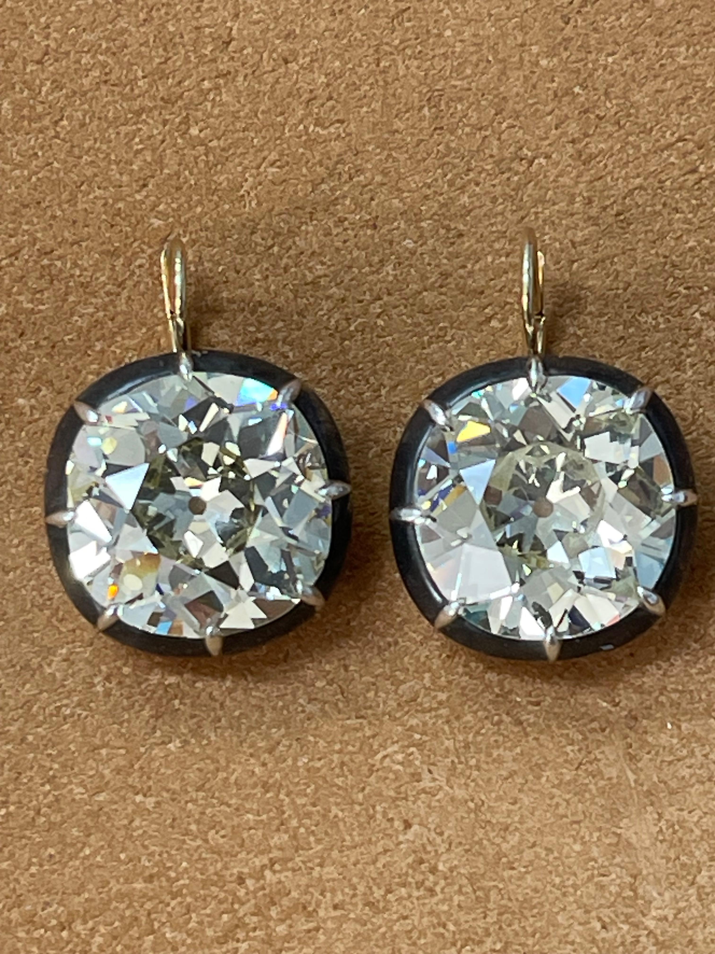 OLD CUT DIAMOND EARRING 53.41 Carat HRD CERTIFIED In New Condition In New York, NY