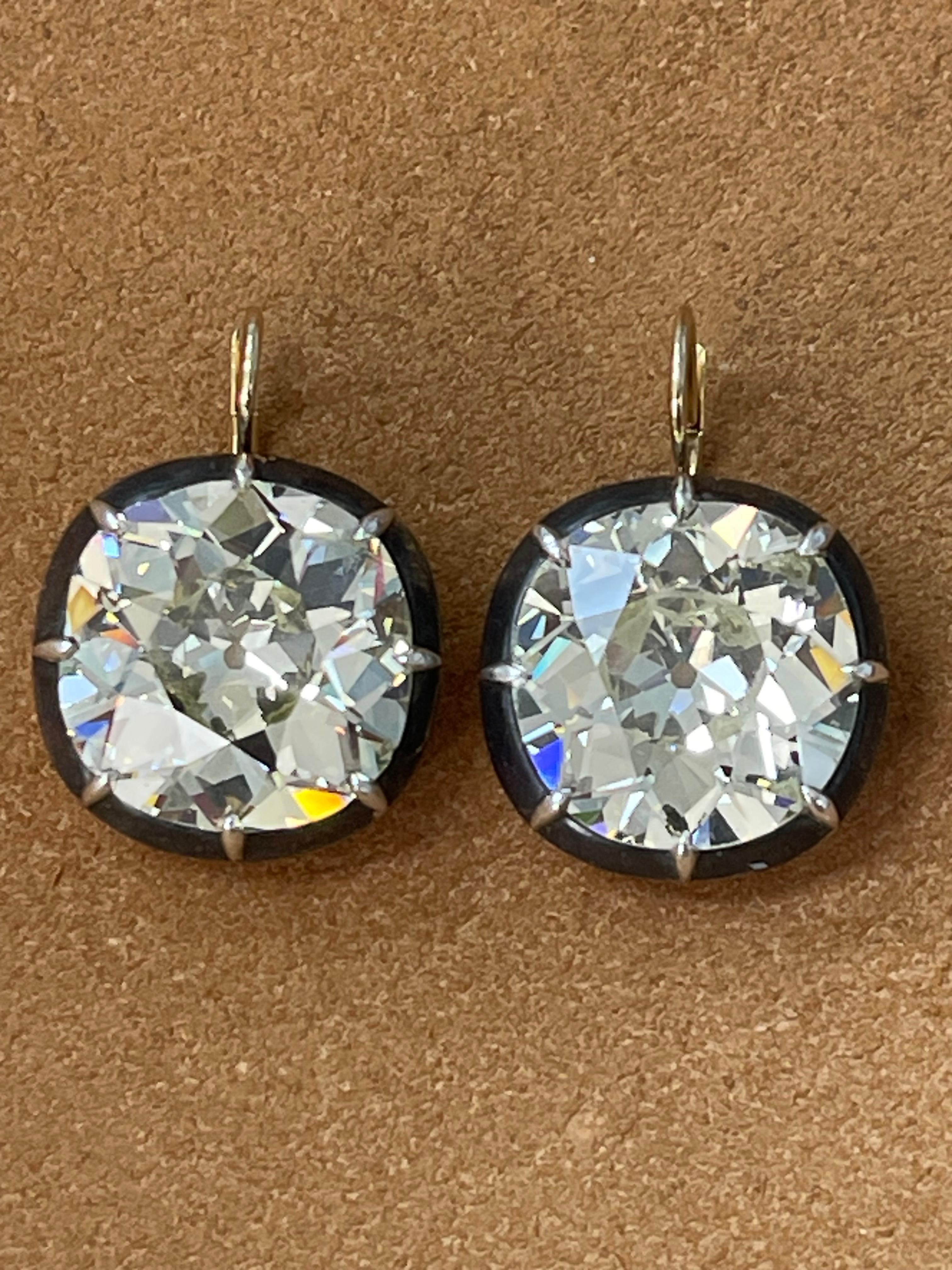 Women's OLD CUT DIAMOND EARRING 53.41 Carat HRD CERTIFIED