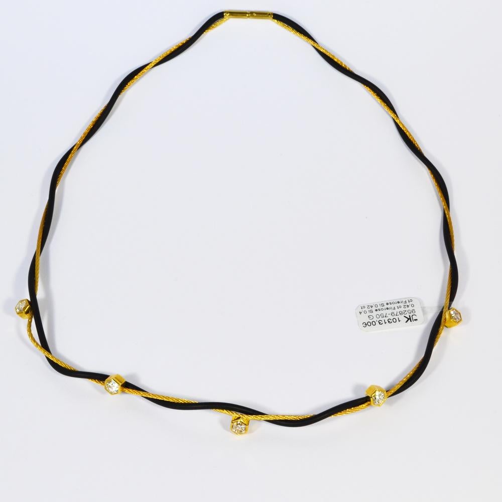 HRD-zertifizierte Diamant-Halskette 2,02 Karat.K-L/SI Sechseckiger Schliff, 18k / Leder im Angebot 4