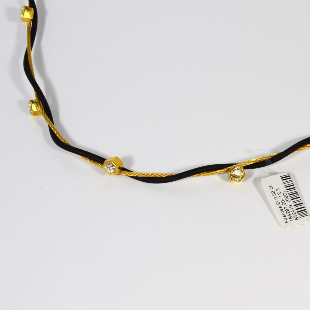 HRD-zertifizierte Diamant-Halskette 2,02 Karat.K-L/SI Sechseckiger Schliff, 18k / Leder (Moderne) im Angebot
