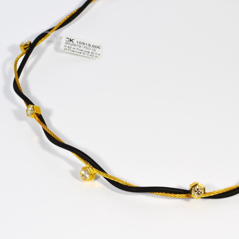 HRD-zertifizierte Diamant-Halskette 2,02 Karat.K-L/SI Sechseckiger Schliff, 18k / Leder (Hexagonschliff) im Angebot
