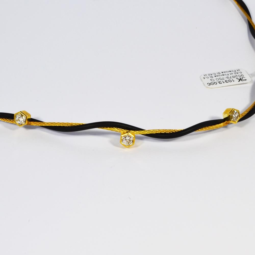 HRD-zertifizierte Diamant-Halskette 2,02 Karat.K-L/SI Sechseckiger Schliff, 18k / Leder Damen im Angebot