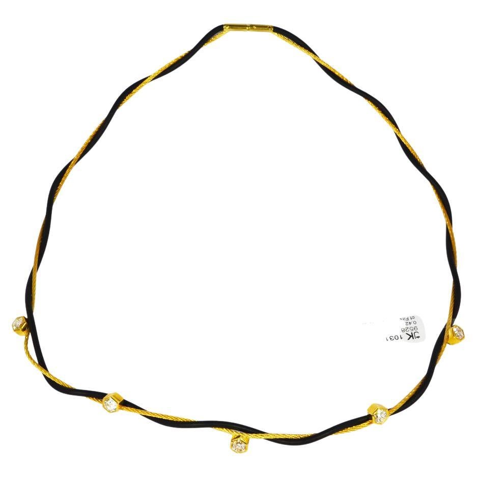 HRD Certified Diamond Necklace 2.02 Ct.K-L/SI Hexagon Cut, 18k / Leather For Sale
