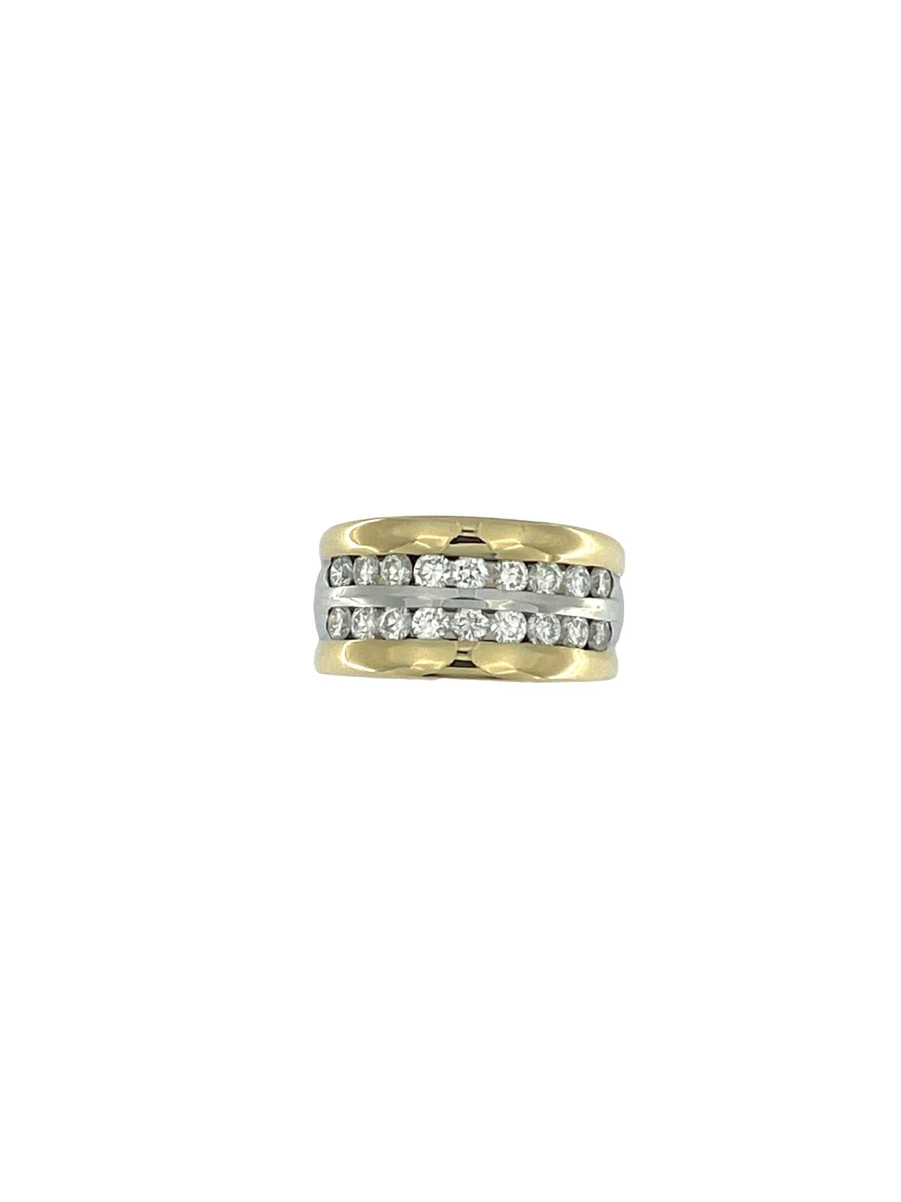 HRD Certified Diamonds Yellow and White Gold Band Ring In Good Condition For Sale In Esch sur Alzette, Esch-sur-Alzette