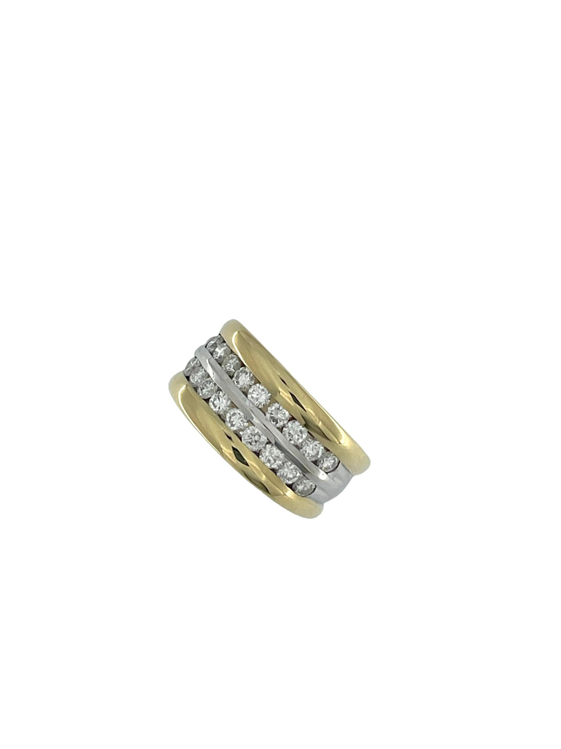 Women's or Men's HRD Certified Diamonds Yellow and White Gold Band Ring For Sale