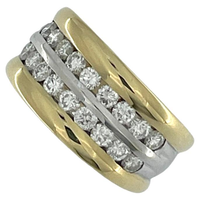 HRD Certified Diamonds Yellow and White Gold Band Ring For Sale