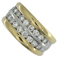 Vintage HRD Certified Diamonds Yellow and White Gold Band Ring
