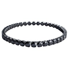 Bracelet de tennis unisexe certifié HRD avec 16,5 carats de diamants noirs en or 18k