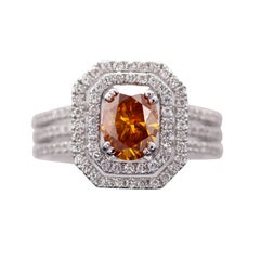 HRD Certified Fancy Intense Yellowish Orange Diamond Engagement Ring