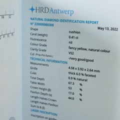 HRD Certified Fancy Yellow Diamond Ring 0.41ct VS Natural Color Made in Germany