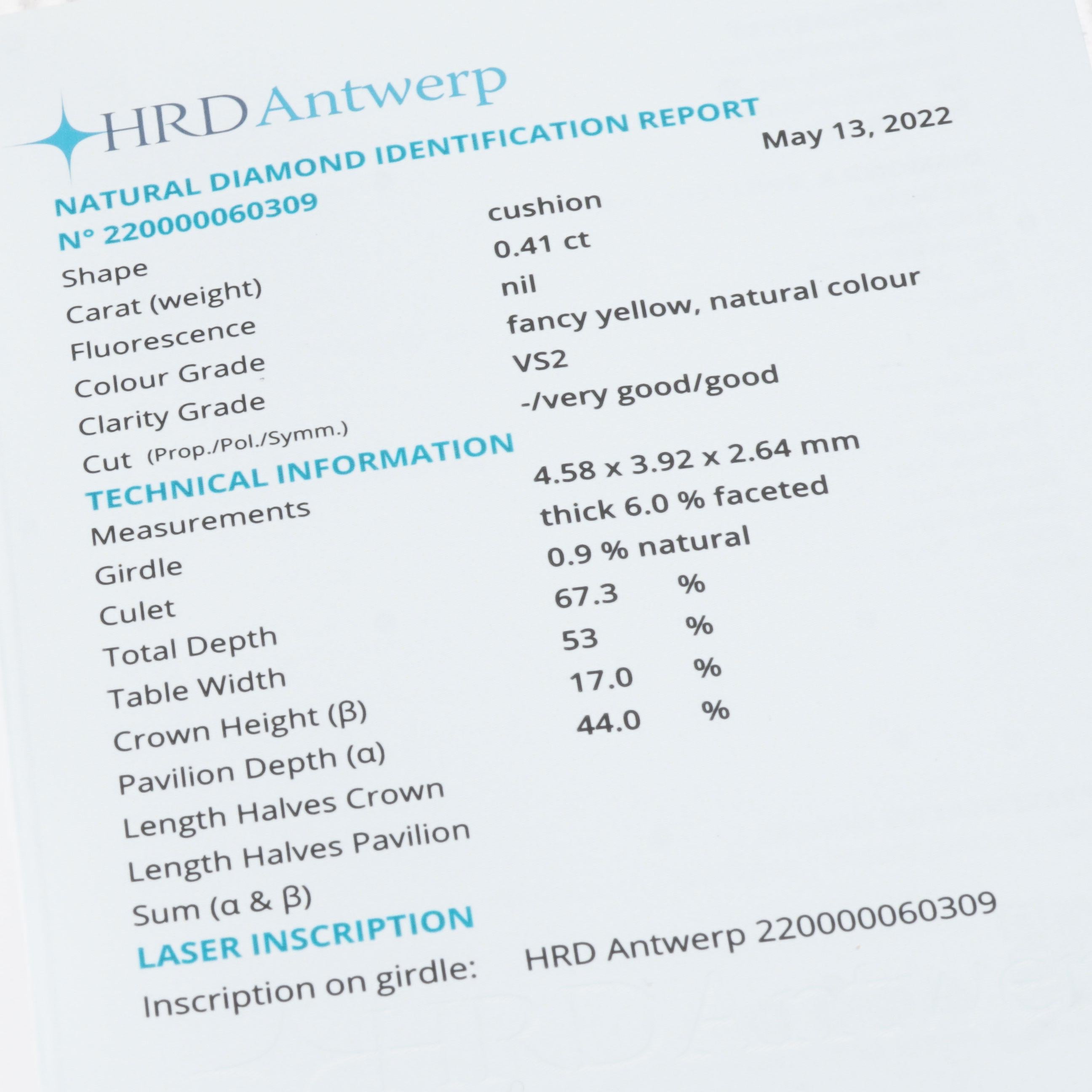 HRD zertifizierter gelber Fancy-Diamantring 0,41 Karat VS NATURAL COLOR Hergestellt in Deutschland im Angebot 7