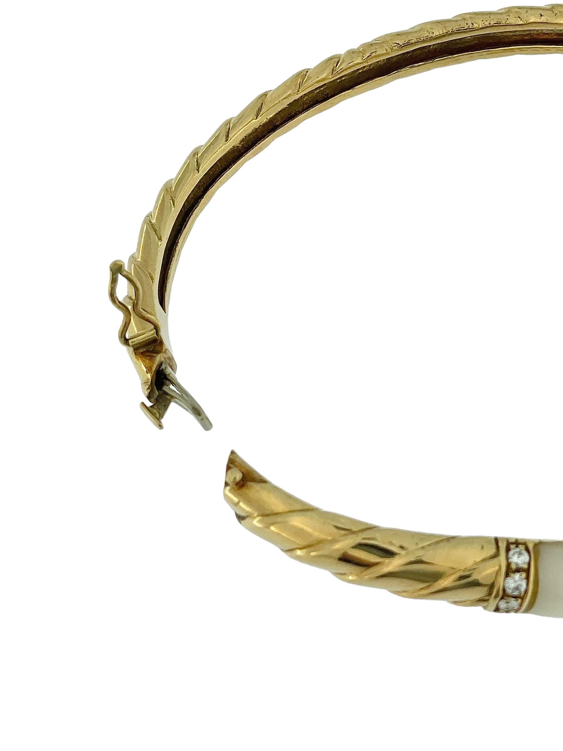 Bracelet et bague en or certifié HRD avec diamants et ivoire en vente 4