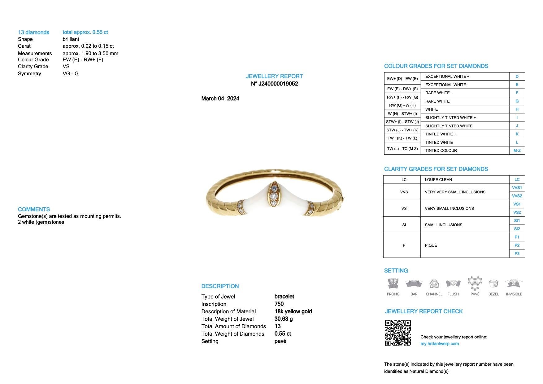 Artisan HRD Certified Gold Set Bracelet and Ring with Diamonds and Ivory For Sale