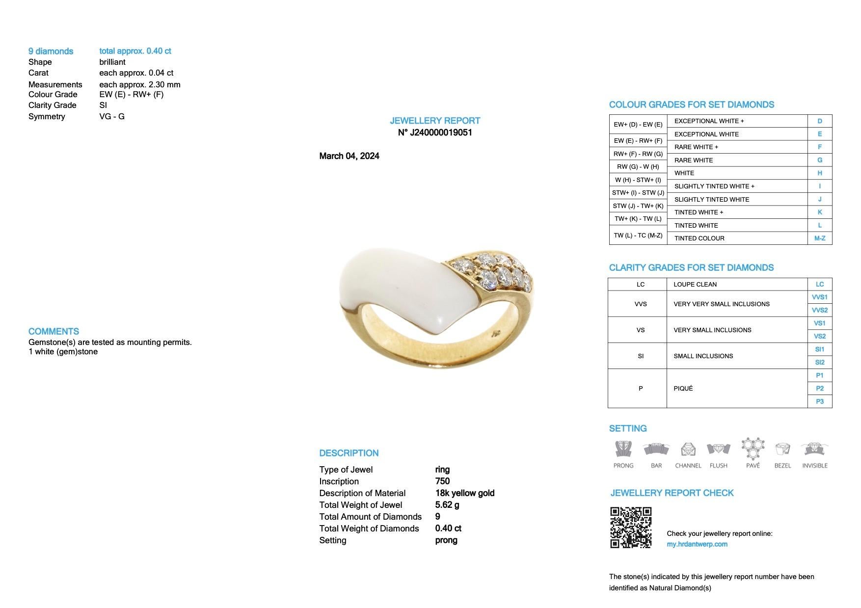 Taille brillant Bracelet et bague en or certifié HRD avec diamants et ivoire en vente